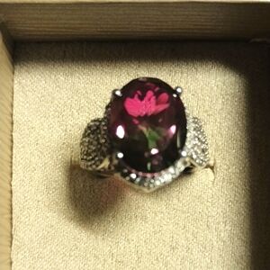 JTV Silver Ring with Purple Gemstone